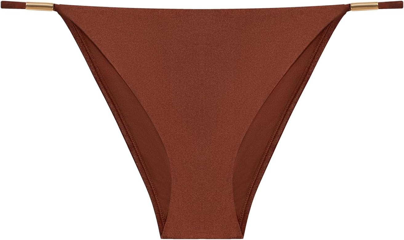 Steve Madden Women's Strap Side Bikini Bottom with Gold Beads