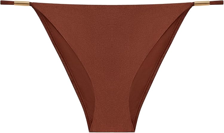 Steve Madden Women's Strap Side Hipster Bikini Bottom with Gold Hardware