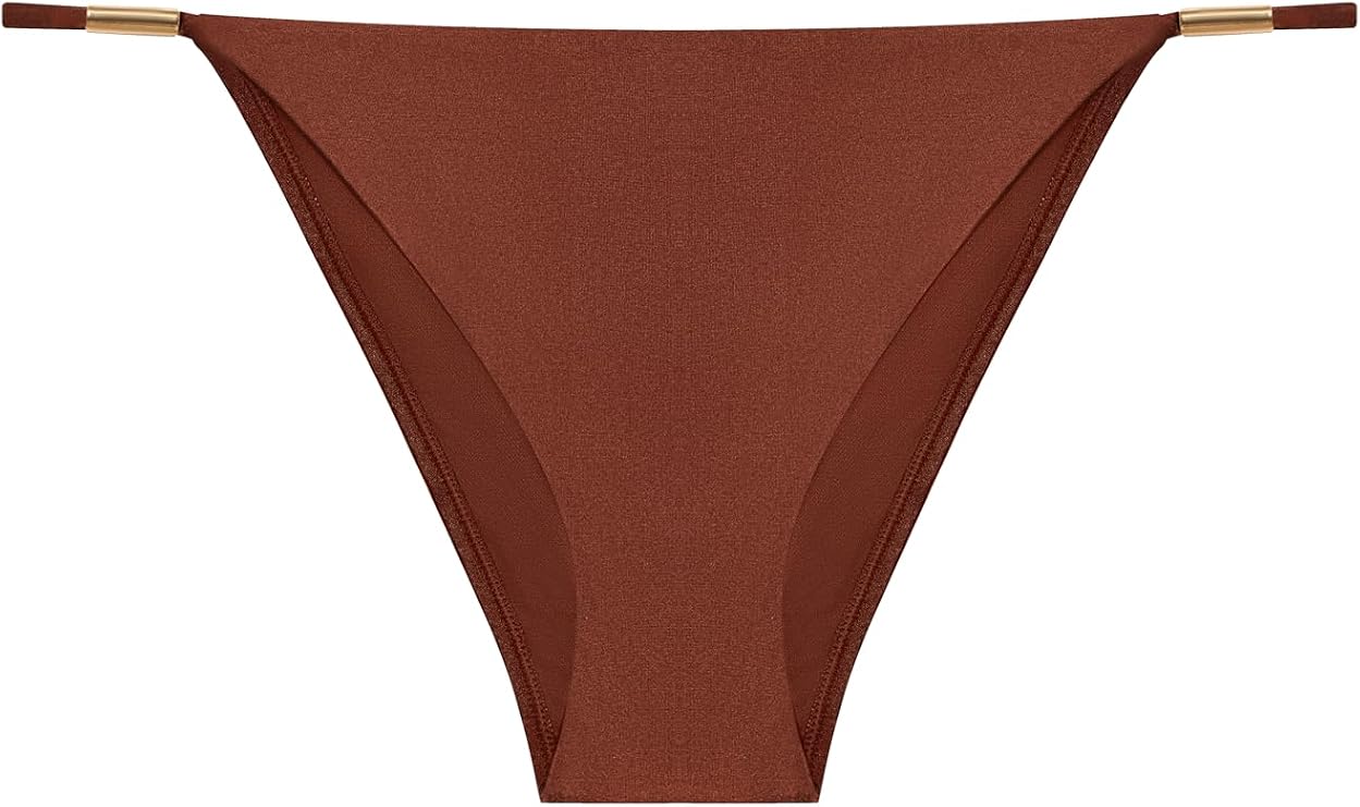 Steve Madden Women's Strap Side Hipster Bikini Bottom with Gold Hardware