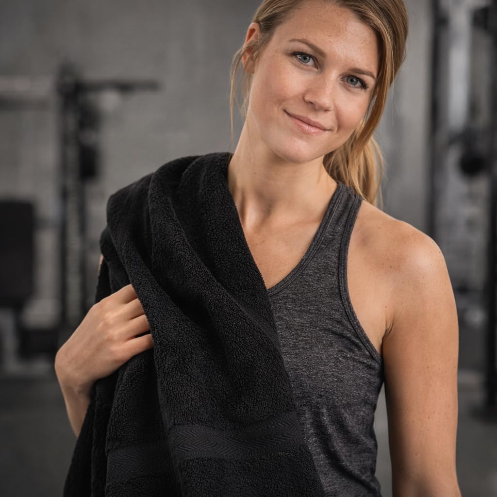 Betz Juego de Toalla de Sauna Premium, de Tres Piezas, Color Negro, Calidad 470g/m², 1 Toalla de Sauna (70x200 cm) y 2 Toallas de Mano (50x100 cm)
