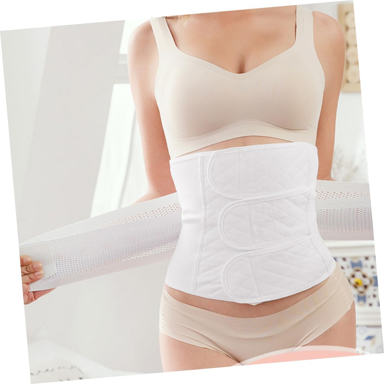 LIFKOME Postpartum Belly Band for Women Maternity Abdominal Binder High Waist for Postpartum Breathable for Postpartum Support White