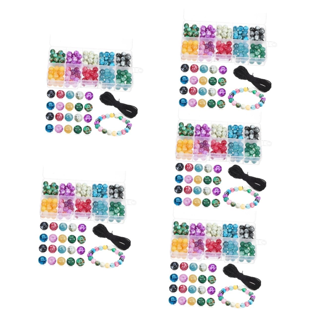 ARTIBETTER 5 Set Perline Rotonde Per Bigiotteria Con Filo Elastico Per Creare Collane E Braccialetti Fai Da Te Perline Per Gioielli Diy Con Filo 200 Pezzi*5