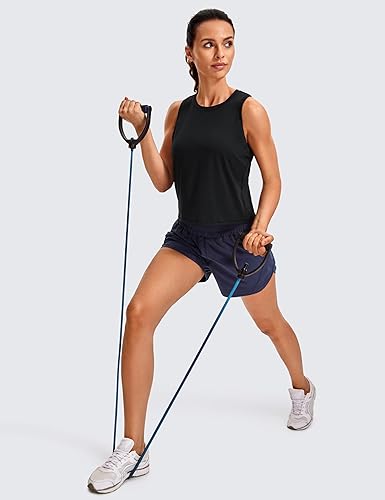 Miniatura 3 de CRZ YOGA Camiseta corta ligera de espalda cruzada para mujer, cuello alto, sin mangas, para entrenamiento y correr