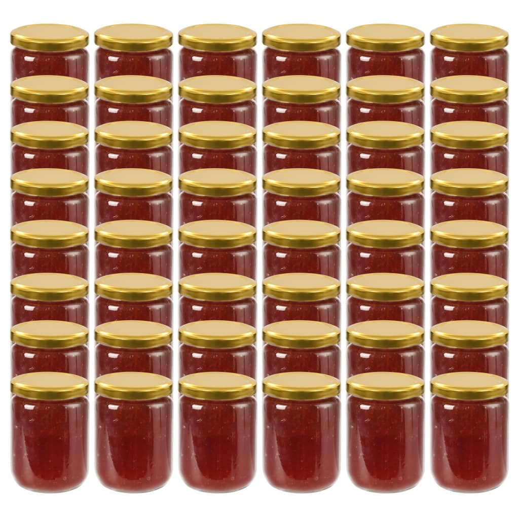 Mangloder Marmeladengläser mit goldenem Deckel, 48 Stk. 230 ml aus Glas, Einmachglas für Honigglas, Sirup Behälter, luftdichtes Vorratsglas für Küche, Vorratskammer und Frühstückstisch