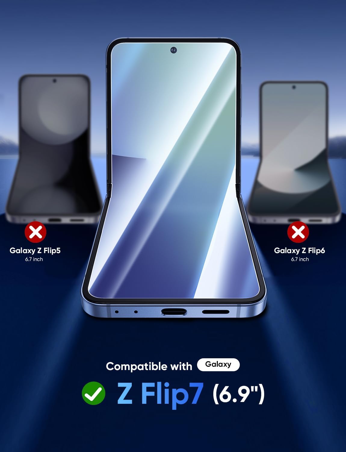 MAGIC JOHN 2 Pack for Samsung Galaxy Z Flip 7 Screen Protector, Inside Flexible PET Film, HD Clarity, Auto-Alignment Frame, Ultra-Thin, Anti-Scratch, Bubble-Free, Case-Friendly