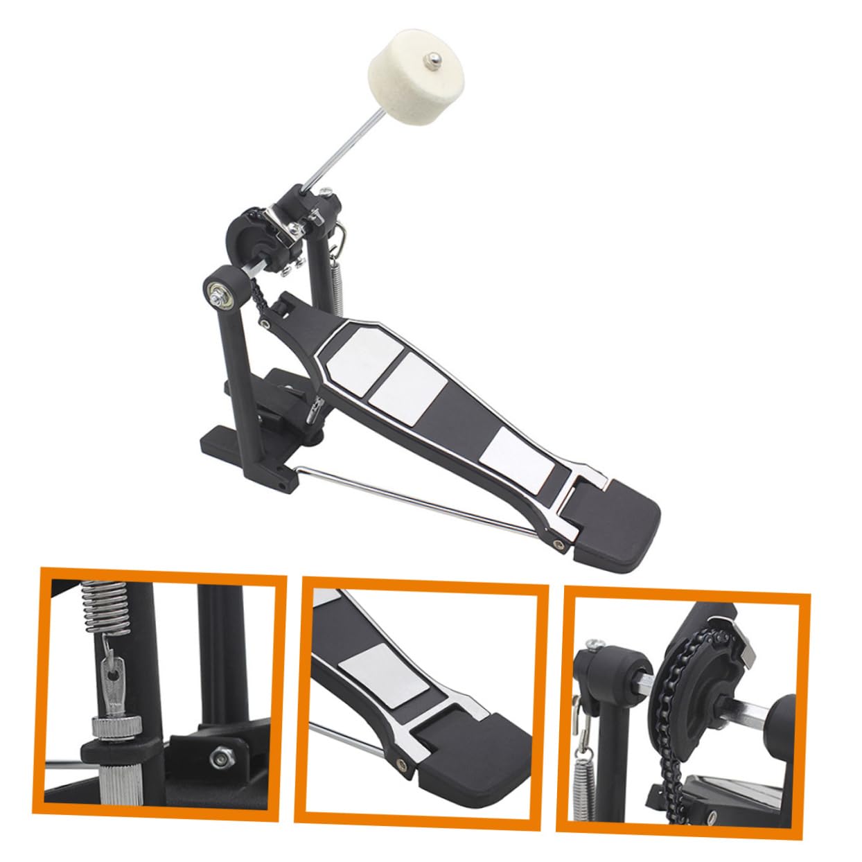 ibasenice Pédale de Grosse Caisse Remplacement Professionnel Pédale de Batterie Structure Robuste Accessoire de Percussion pour Drum Kit | Bavure, Structure Robuste, Design Classique, Accessoire D’entraînement pour Batterie