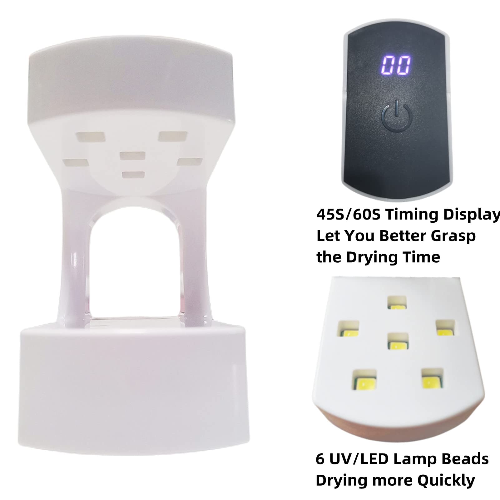Mini lámpara LED para uñas, luz UV de 24 W para uñas con temporizador, lámpara UV para uñas de gel, luz de uñas de secado rápido, secador de uñas portátil USB para viajes, manicura, arte de