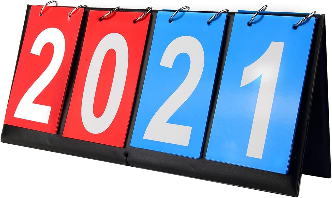 Scoreboard 4-Digital Portable Table Top Scoreboard Flipper, Volleyball Basketball Table Tennis Sports Score Flip Scoreboard