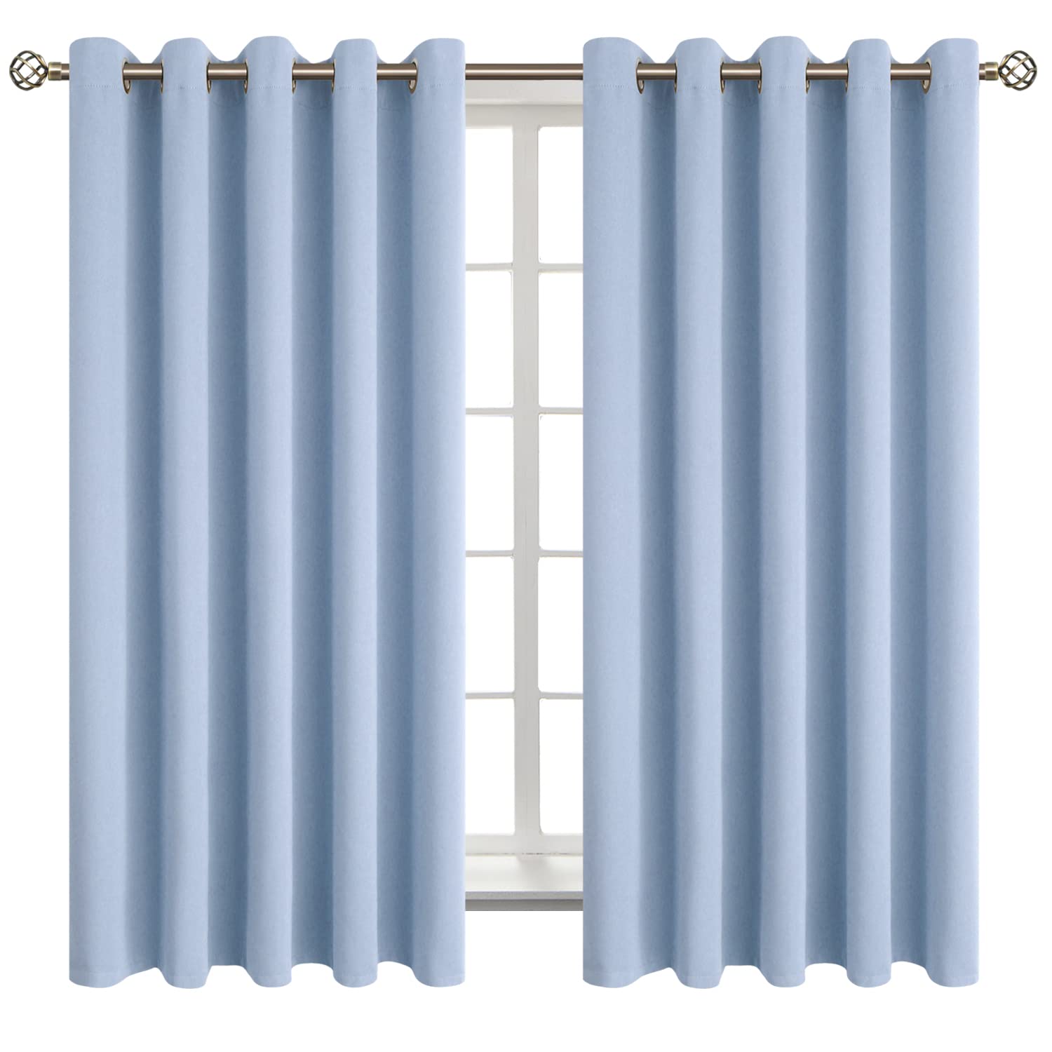 BGment Spa Blue Room Darkening Curtains 63 Inch for Bedroom - 2 Panels