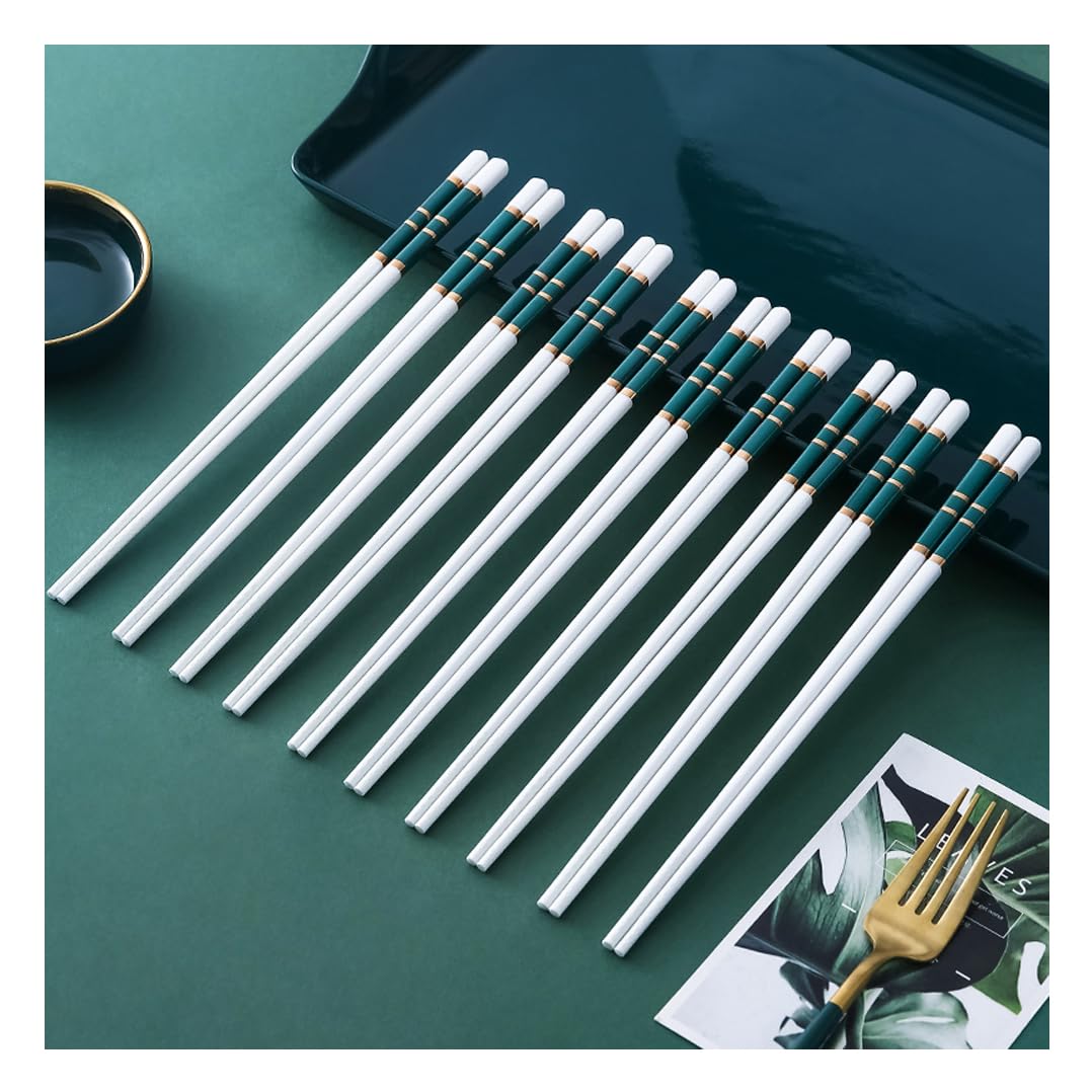 Baguettes, coffret cadeau de baguettes en porcelaine, coffret cadeau de 10 paires de baguettes réutilisables de qualité supérieure avec étui, baguettes chinoises en céramique d'os de haute qualité ave
