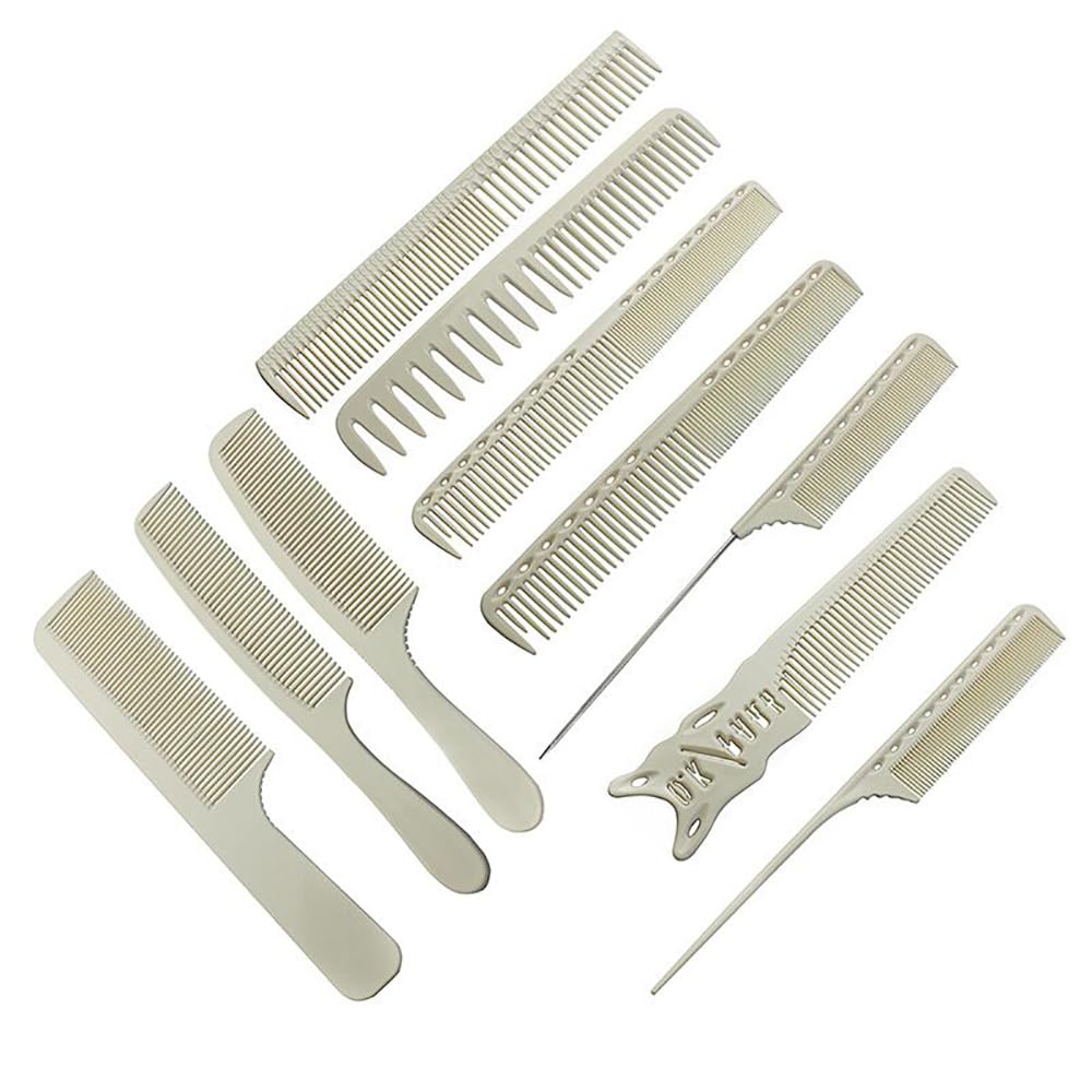 8 pieces/13 pieces, professional white/black barber carbon comb set, heat-resistant and anti-static comb set (10 white combs)