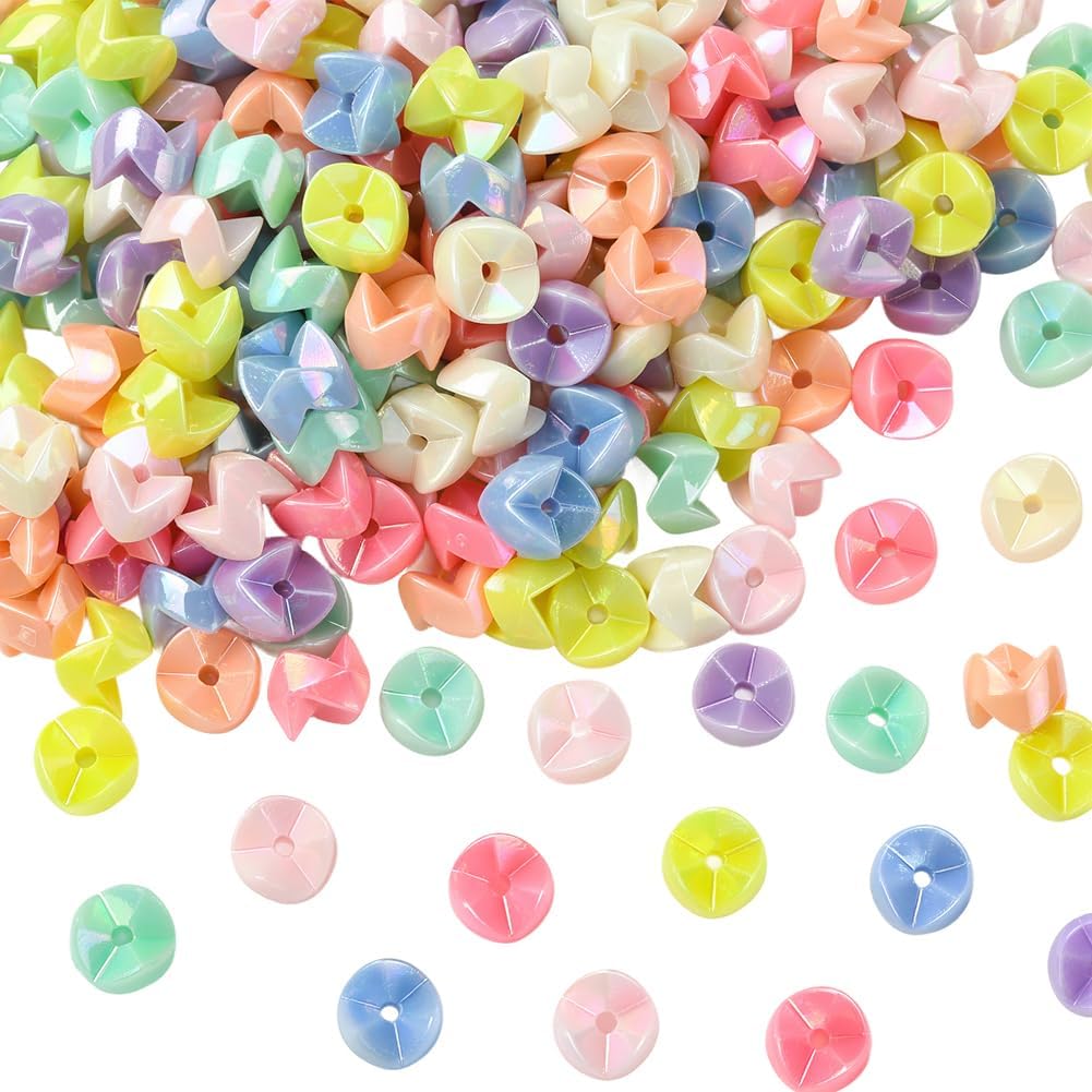 SUNNYCLUE 1 Box 200Pcs Wave Beads Acrylic Spacer Beads Bulk Plastic Colorful Opaque Small Wavy Random AB Colors Cute Loose Spacers for Jewelry Making Bracelet Necklace DIY Crafts Accessories Keychain