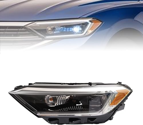 CNCEST Faro delantero LED izquierdo con DRL para Volkswagen Jetta 2019 2020 2021 2022 - Carcasa negra  Ajuste directo - Lado delantero izquierdo del