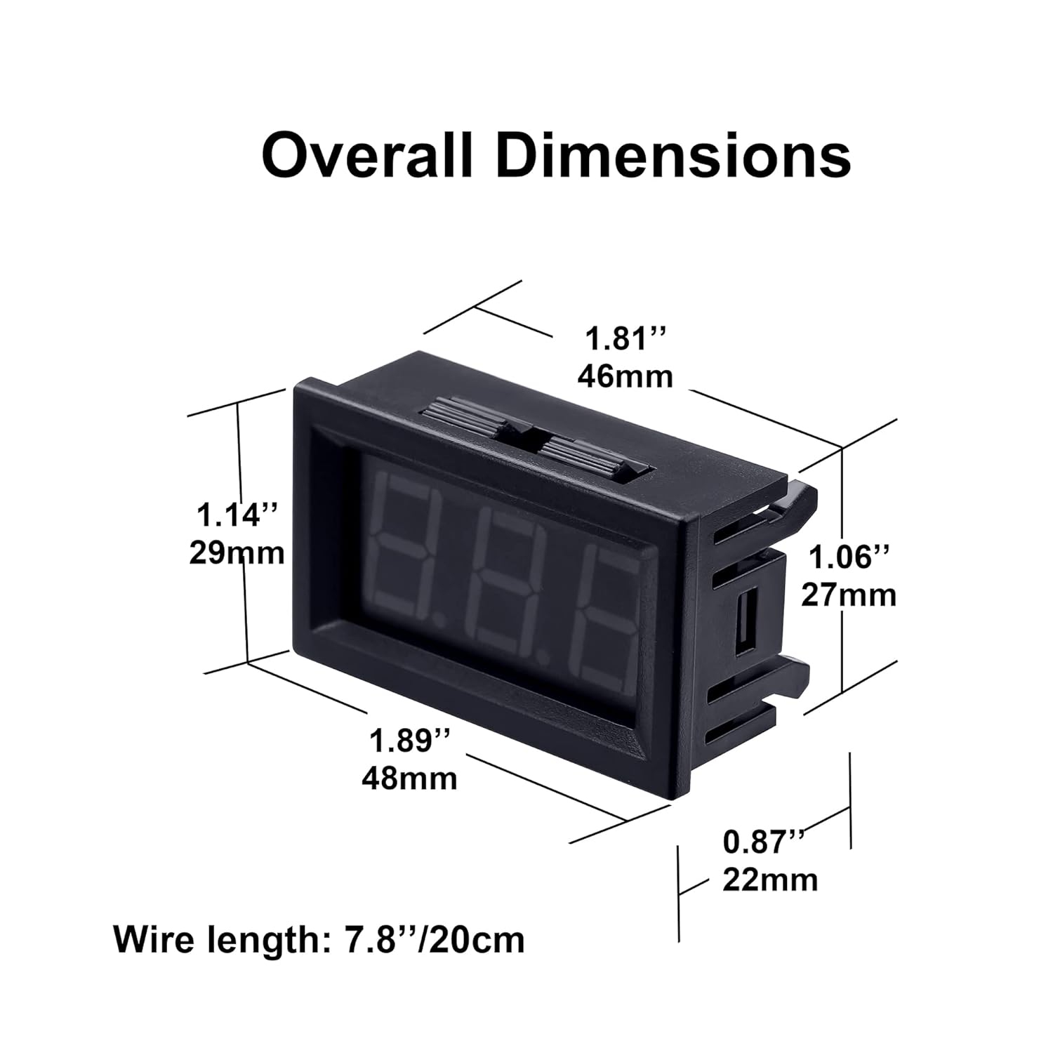 CrocSee 5Pack DC 5-120V Mini Voltmeter Blue LED Digital Display Panel Voltage Meter, 2-Wire, 0.56 Inch, for Motorcycle Battery Monitor: Industrial & Scientific