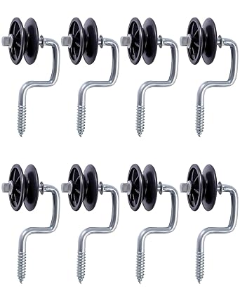 8 PCS Farm Electric Fence Wood Post Insulators, Self-Tapping Screw-in Roller Insulators for Polyrope
