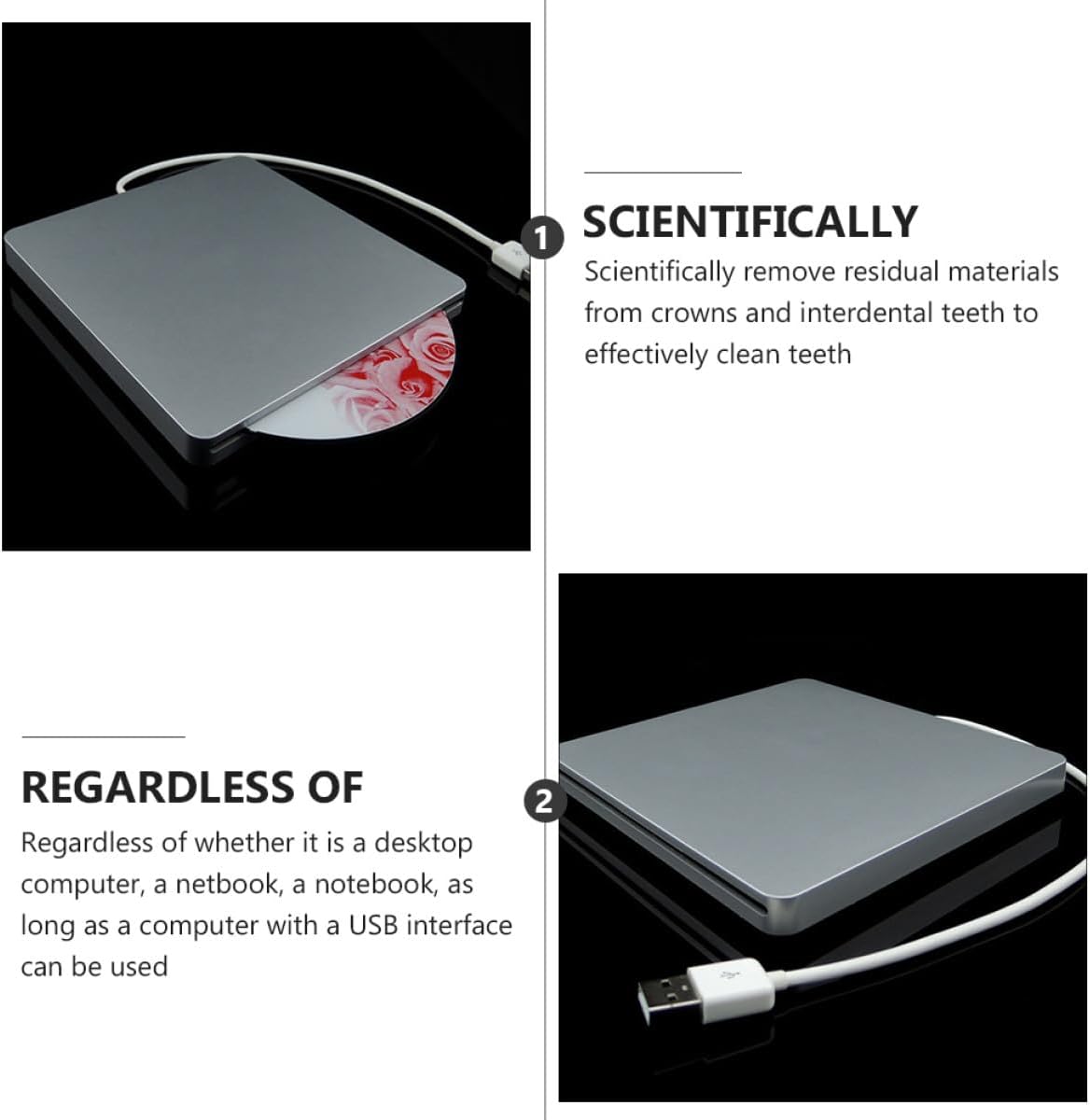 USB 3.0 External DVD Burner and Portable DVD Writer Drive Silver Gray for Laptop and Desktop with CD ROM Optical Disk Rewriter Compatible with Windows