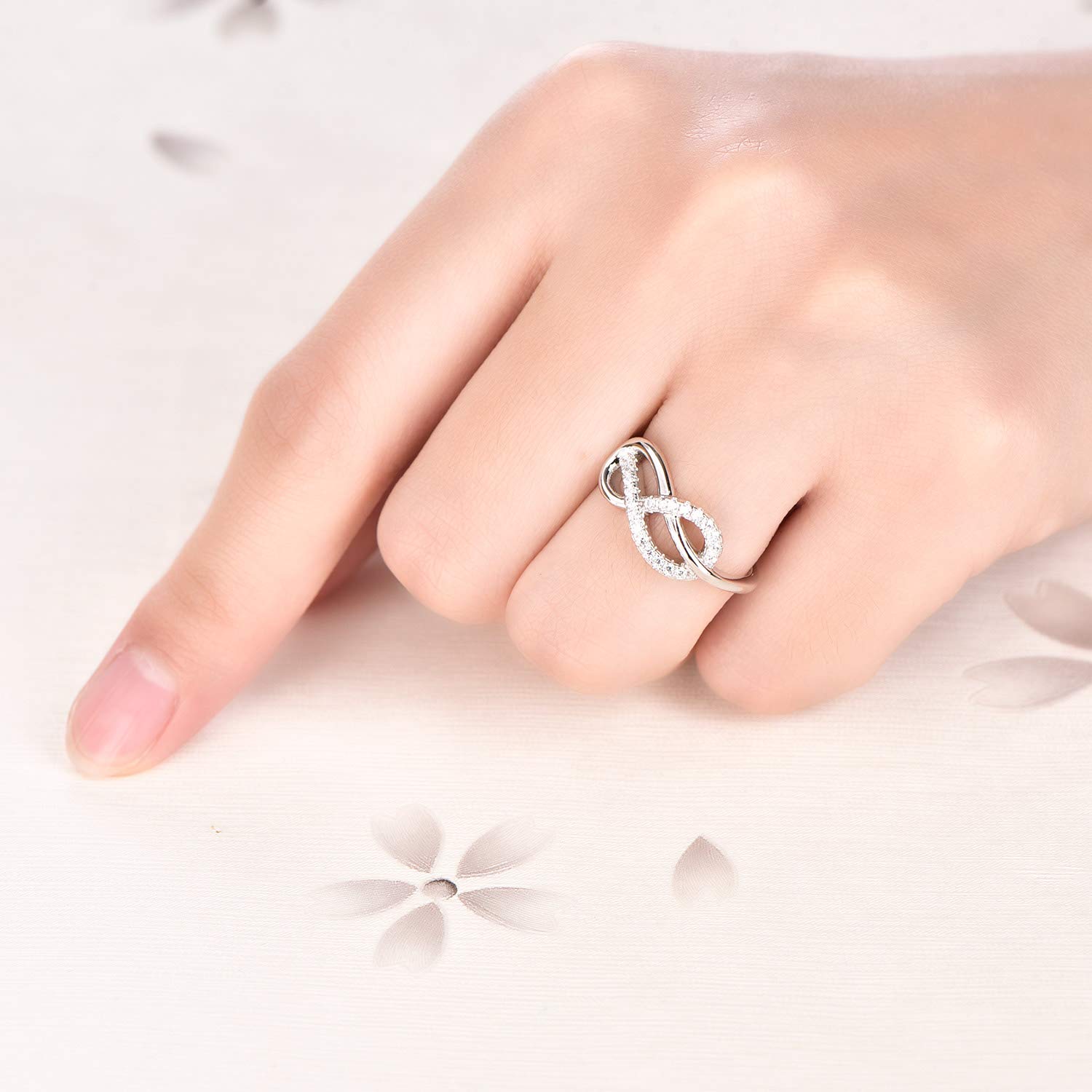 starchenie Anello Infinito Argento 925 Donna con Zirconia Cubica Anniversario Promessa Eterno Anelli