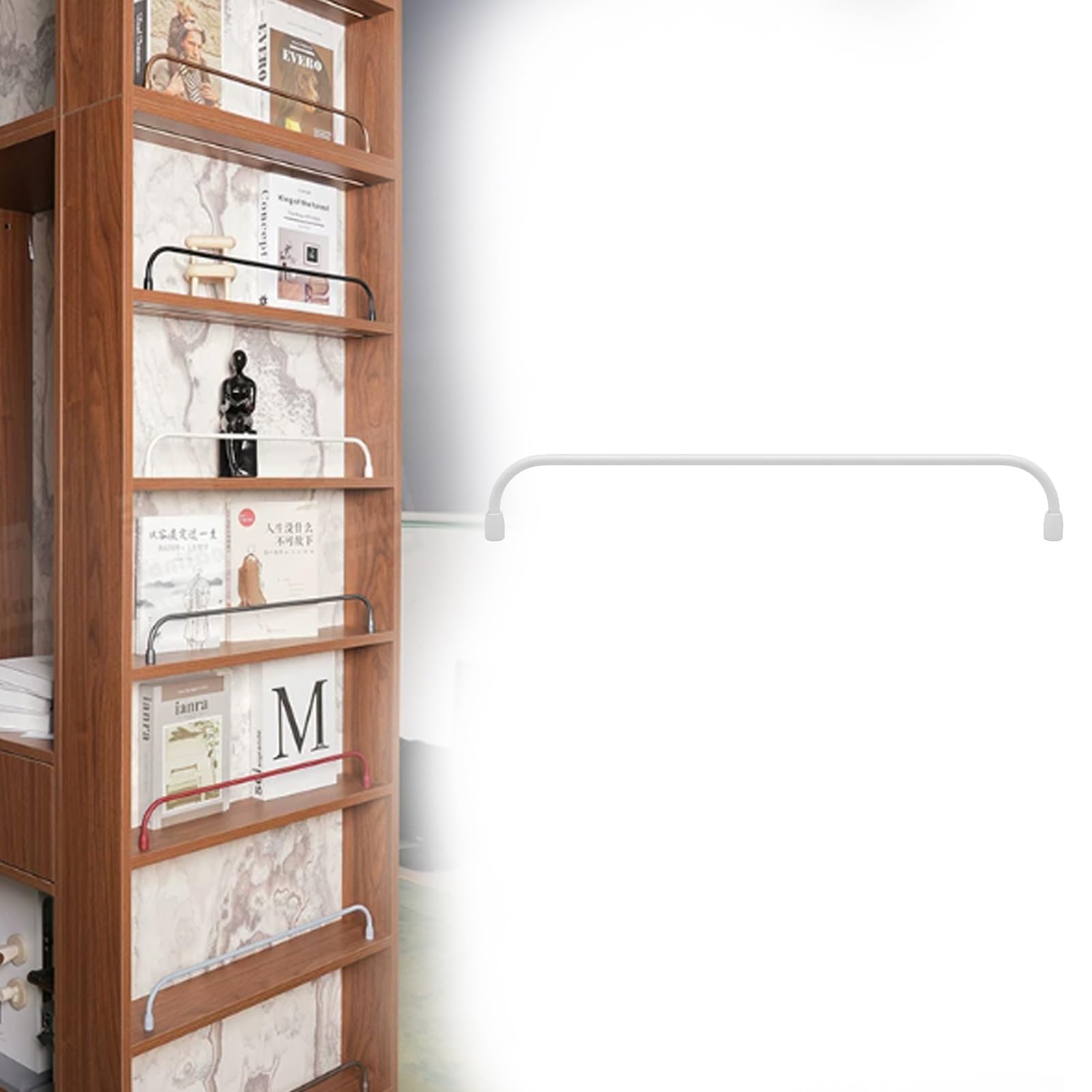 Minglez White/A Gallery Rail For Shelves Gallery Shelf Rail For Bookshelves/Bookcase, Customizable Tipping Rail Bar Set For Kitchen Cabinet Shelves, /Gold Shelf Rails For Shelves(,5Inch/13Cm)