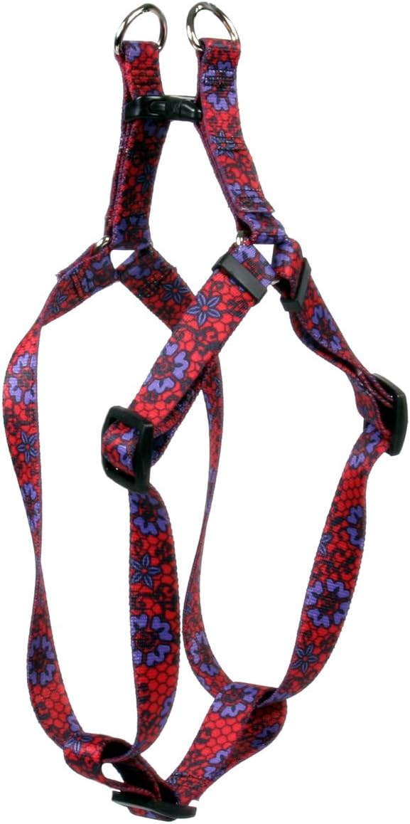 Yellow Dog Design Red Lace Flowers Step-in Dog Harness, Large-1" Wide and fits Chest of 25 to 40"