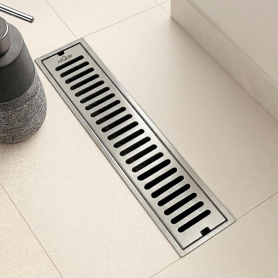 ARQUIN Floor Drainer 30x4 Inch Shower Drain Channel 304 Grade Stainless Steel Bathroom Floor Drainer Shower Water Drain Channel for Bathroom with Cockroach Trap (1mm Thickness)