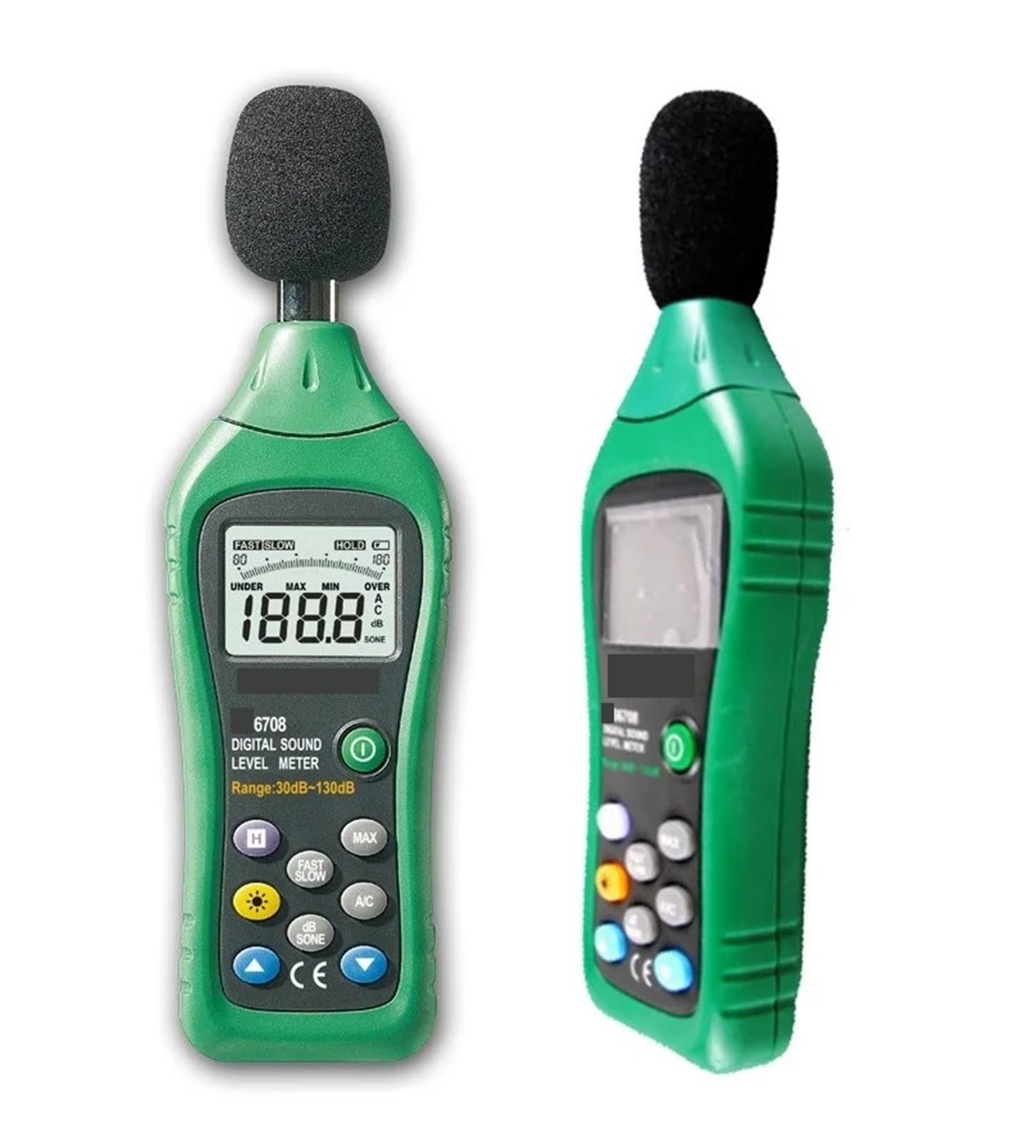 Medidor de Decibelios, Medidor de nivel sonido digital industrial portátil, comprobador decibelios, 30-130 dB, pantalla analógica con retroiluminación