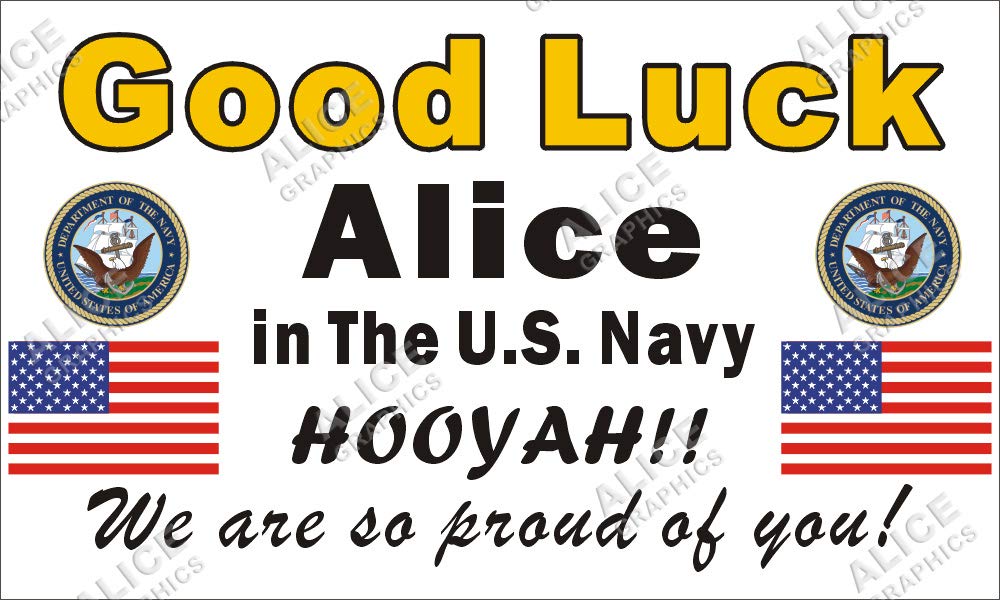 28" X 46" Custom Personalized US Navy Going Away Goodbye Farewell Deployment Party Banner Sign - Good Luck in the US Navy Boot Camp
