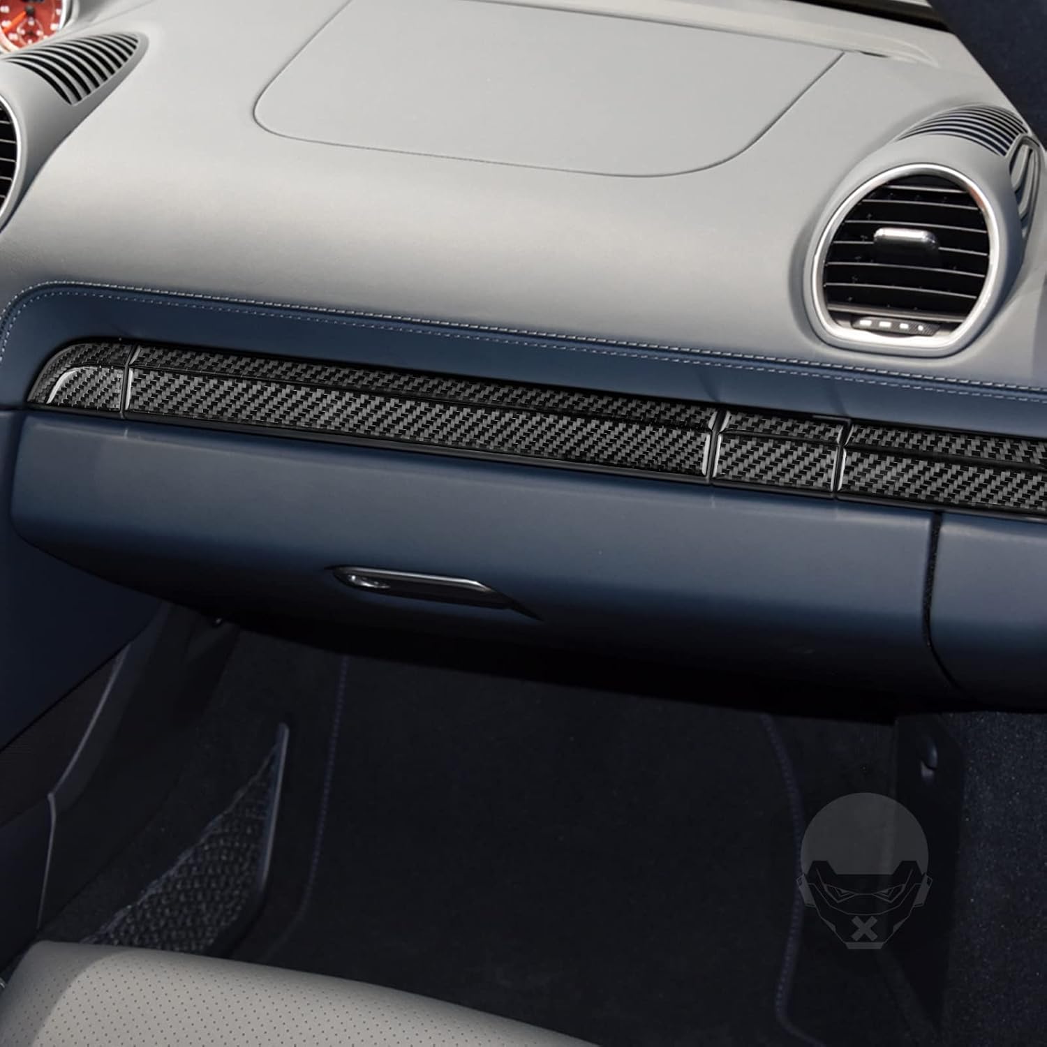 Real Carbon Fiber Car Co-Pilot Glove Box Upper Panel Decorative Trim Soft Sticker Compatible with Porsche 718 982 2016 2017 2018 2019 2020 2021 2022 Auto Interior Accessories Black 8pcs