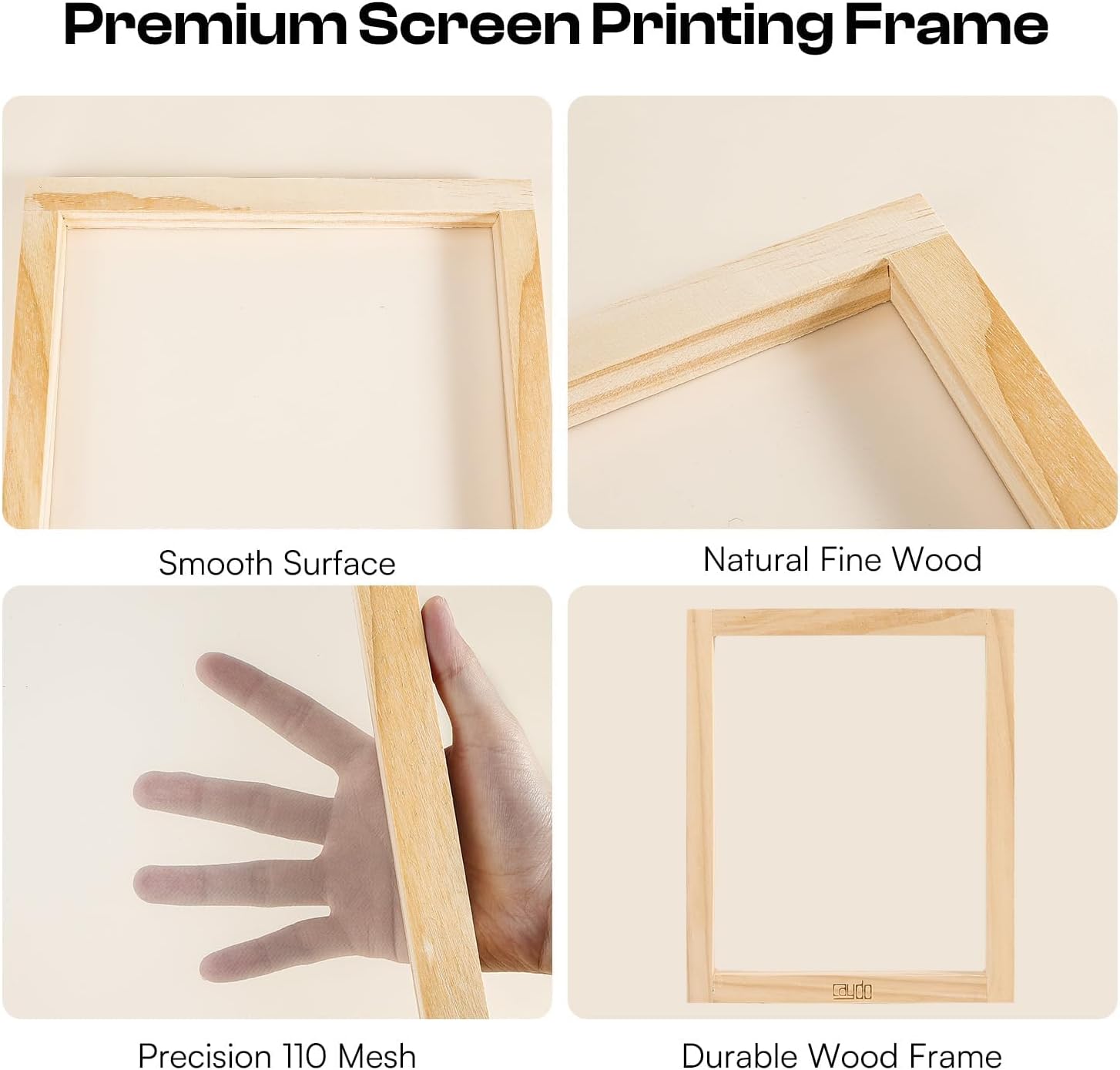 Caydo Screen Printing Frame with Screen Printing Squeegee for T-Shirts, Backpacks, Handbags DIY Printing, 8 x 10 Inch Wood Silk Screen with 110 White Mesh