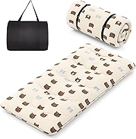 Vista 24 de Byroce - Colchón de futón, catre de dormir enrollable con funda lavable, almohadilla de algodón portátil con bolsa para campamento, tapete de tatami