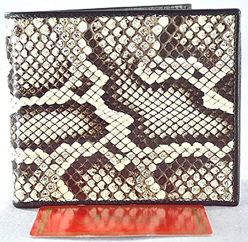 Genuine Python Snake Skin Leather Men's Bifold Wallet Black & White Beige Natural New 100% Authentic Snake Skin With Beautyfull Gift Box By Somtum_Thai Shop #TOP1