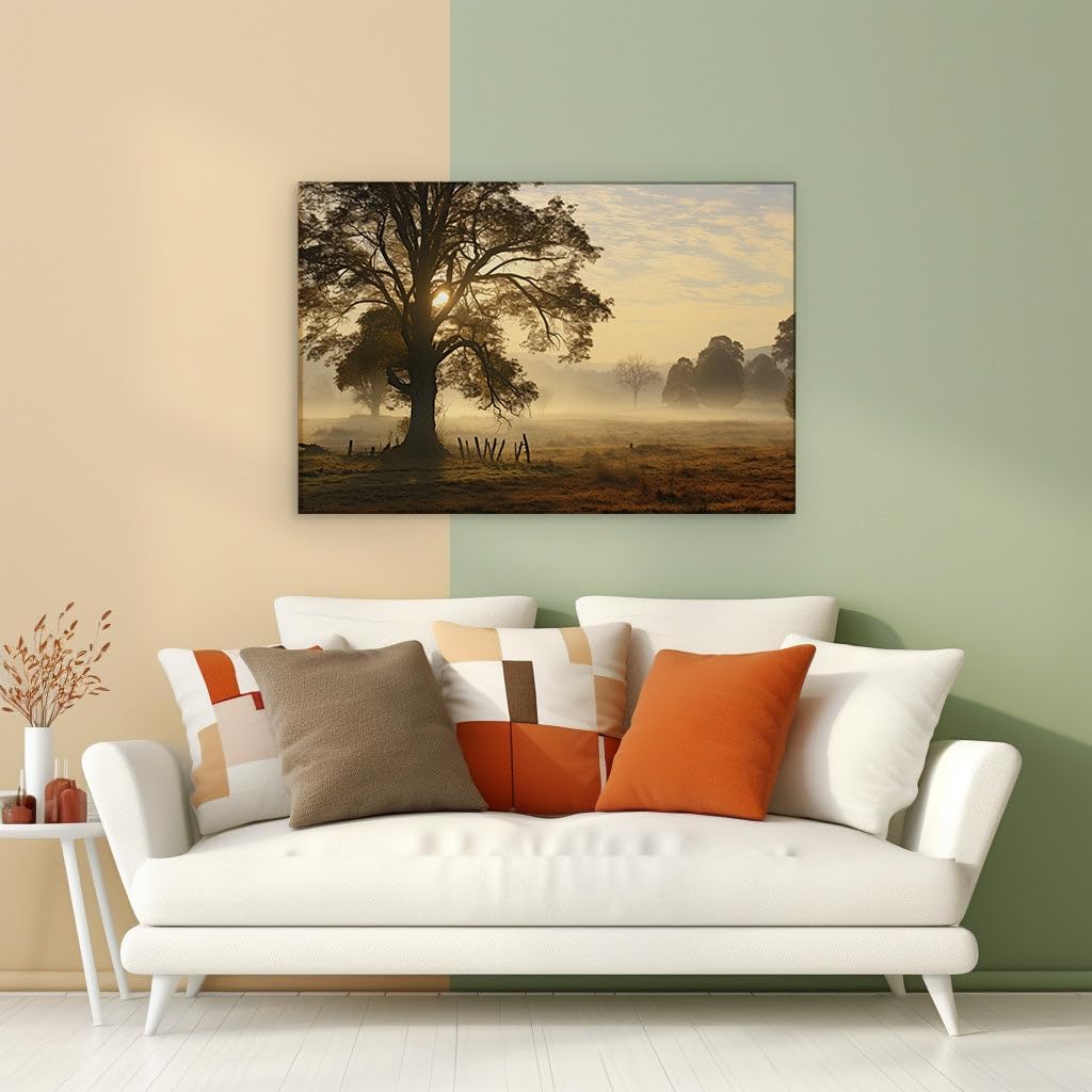 Canvas for Living Room. Whispers of Sunlight: A Serene Rural Reverie Unveiled, 27 x 18 inch Canvas Wall Art - Contemporary Masterpieces - Modern Home Decor