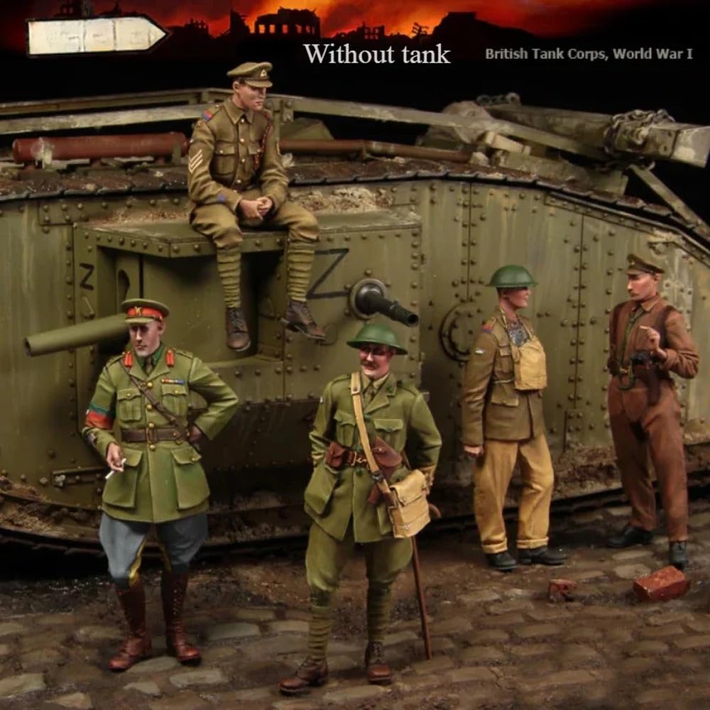 1/35 Scale Resin Figure Model Kit WWI British Tank Corps (Big Set - 5 Figures) Miniature Model Kit Unassembled and Unpainted