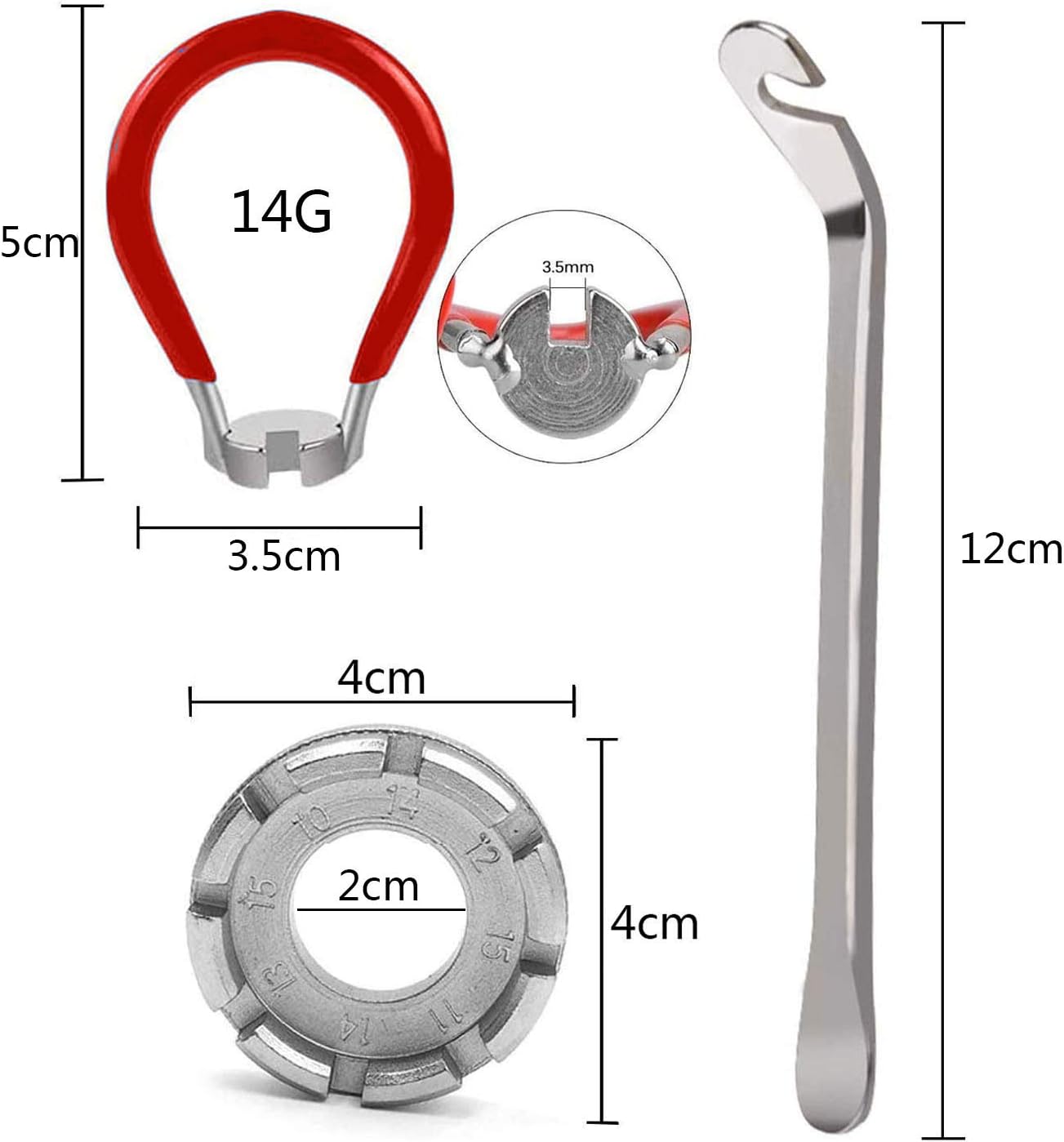 Springen 4 Pack Bike Spoke Wrench Kit, Forged Steel Bike Rim Correct Tool Bicycle Spoke Tool for Adjust Bicycle Wheel Tension