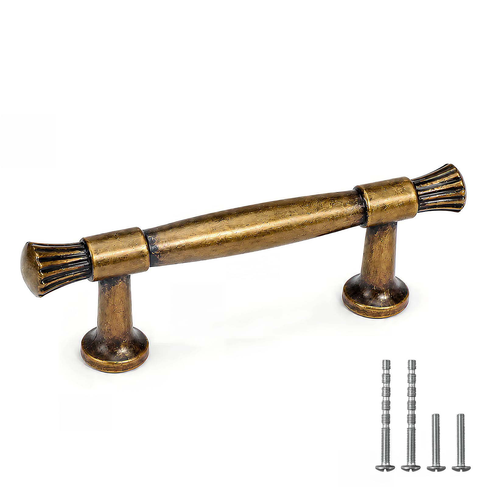 YAGU 6 Pack Antique Brass Kitchen Cabinet pulls 3 Inch(76mm) Hole Center Solid Vintage Bronze Dresser Drawer Handles Furniture Aged Hardware for Cupboard Wardrobe Closet Vanity