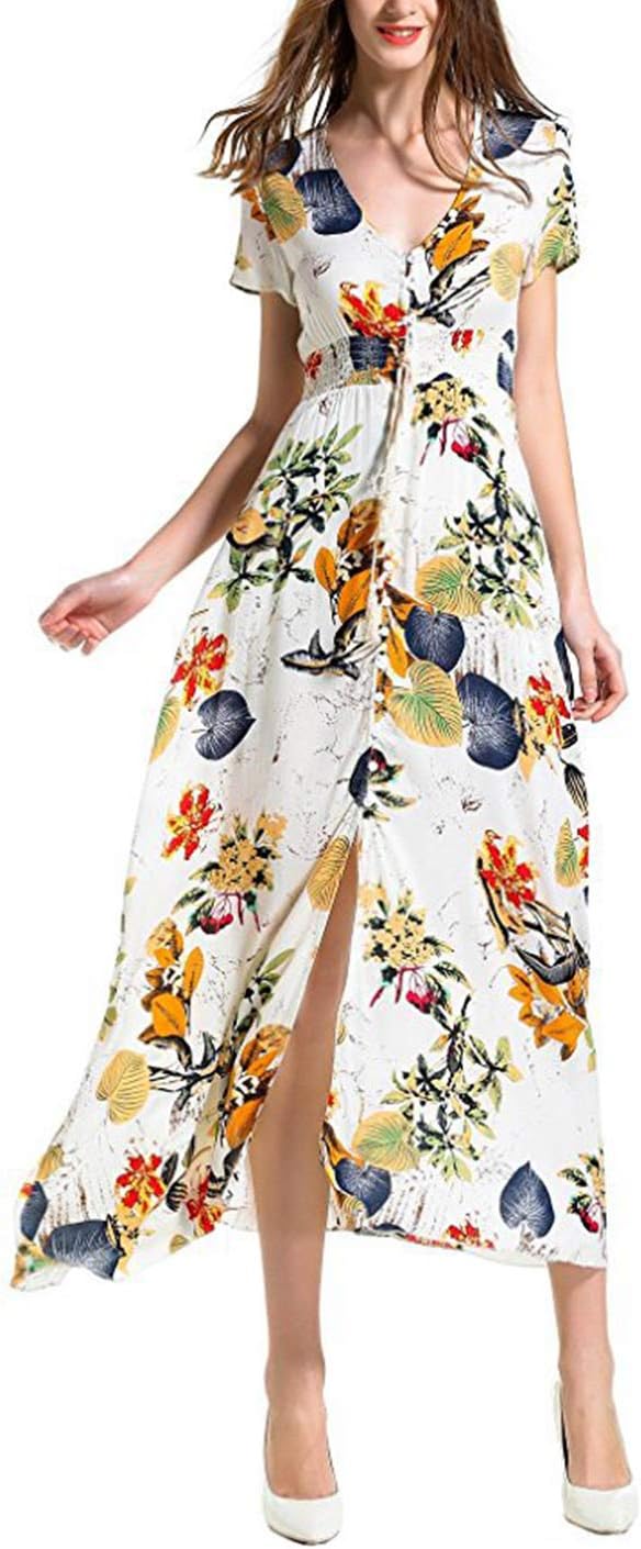 Vestido Bohemio Sin Tirantes Estampado Floral Mujer - Ecuador