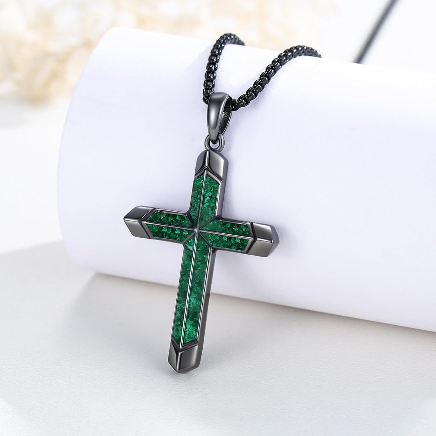 TwoAnts Cross Necklace for Men 925 Sterling Silver Turquoise Cross Pendant Necklace Religious Protection Jewelry Gifts for Women - Image 5