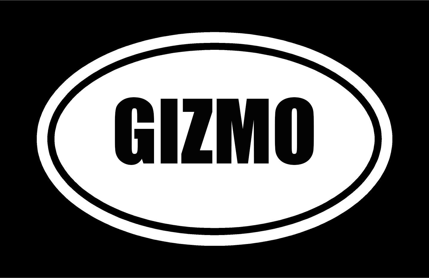 3" die Cut White Vinyl Gizmo Oval Euro Style Vinyl Decal Sticker Great for Mug Phone Hardhat Helmet