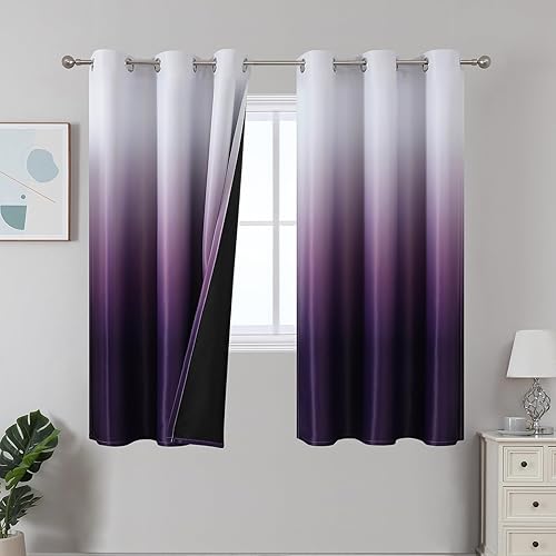 Miniatura 58 de Estelar Textiler Cortinas Opacas con Degradado para Sala de Estar de 84 Pulgadas de Largo, Cortinas de Ojales Ombré con Aislamiento Térmico de Gris