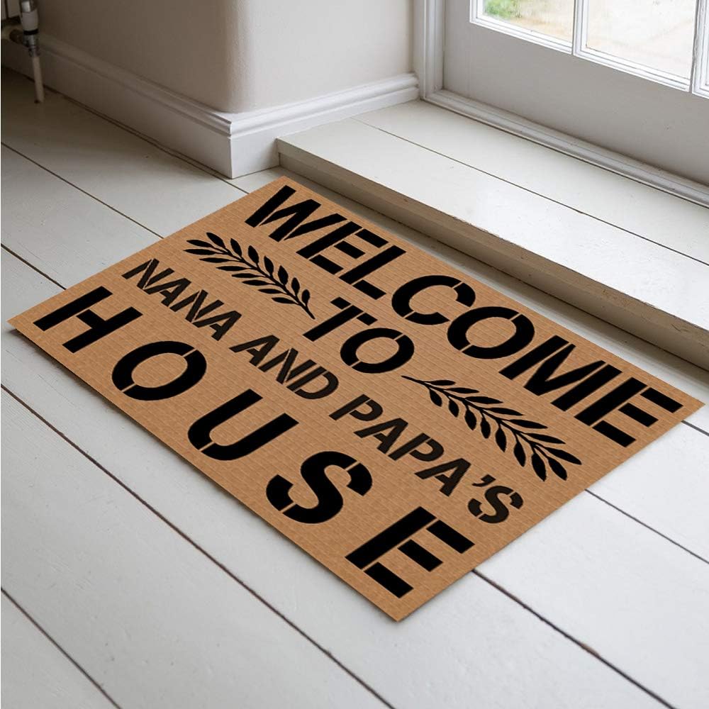 Jackey&Smith Entrance Doormats Welcome to Nana and Papa's House Door Mat for Front Door | Entryway Outdoor Floor Mat | Non Slip Doormat 23.6-Inch by 15.7-Inch