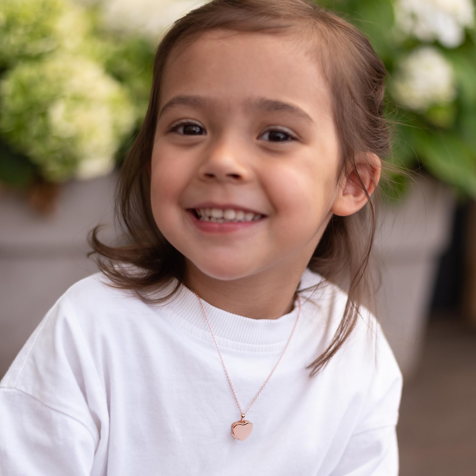 Kinder Medaillon Herz zum Öffnen für Bilder in Silber 925 und vergoldet | Gold / Rosegold, von AMOONIC, Halskette Mädchen Kette 38cm, Foto Upload Service & Gravur, Schmuck Geschenk für Kinder