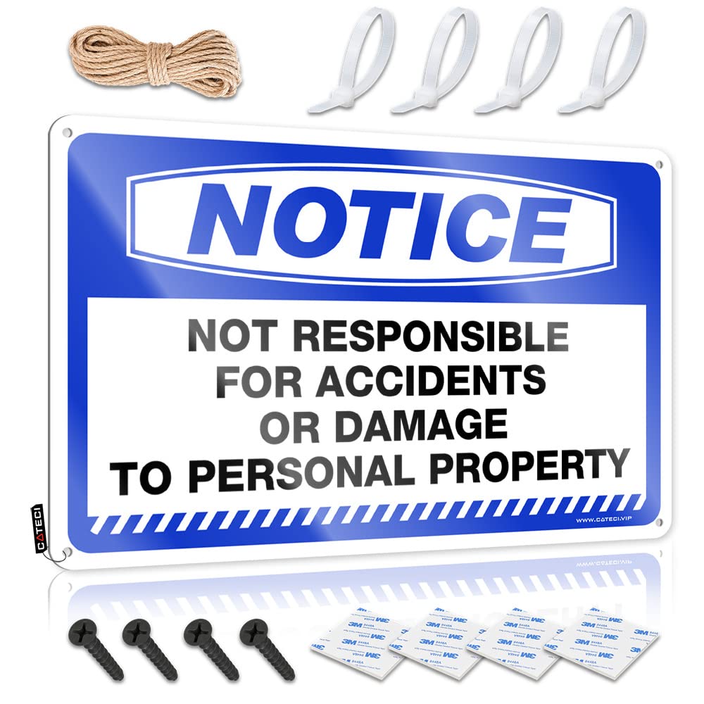 Metal Signs Vintage Funny Notice Not Responsible For Accidents Or Damage Tin Sign Sign Decor Sarcastic Signs(30X40CM)