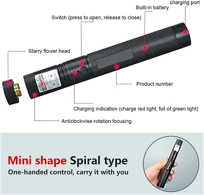 Gaman Yeni Nesil Micro Usb Şarjlı Güçlü Yeşil Lazer Pointer Siyah Metal Kasa 2022 Model