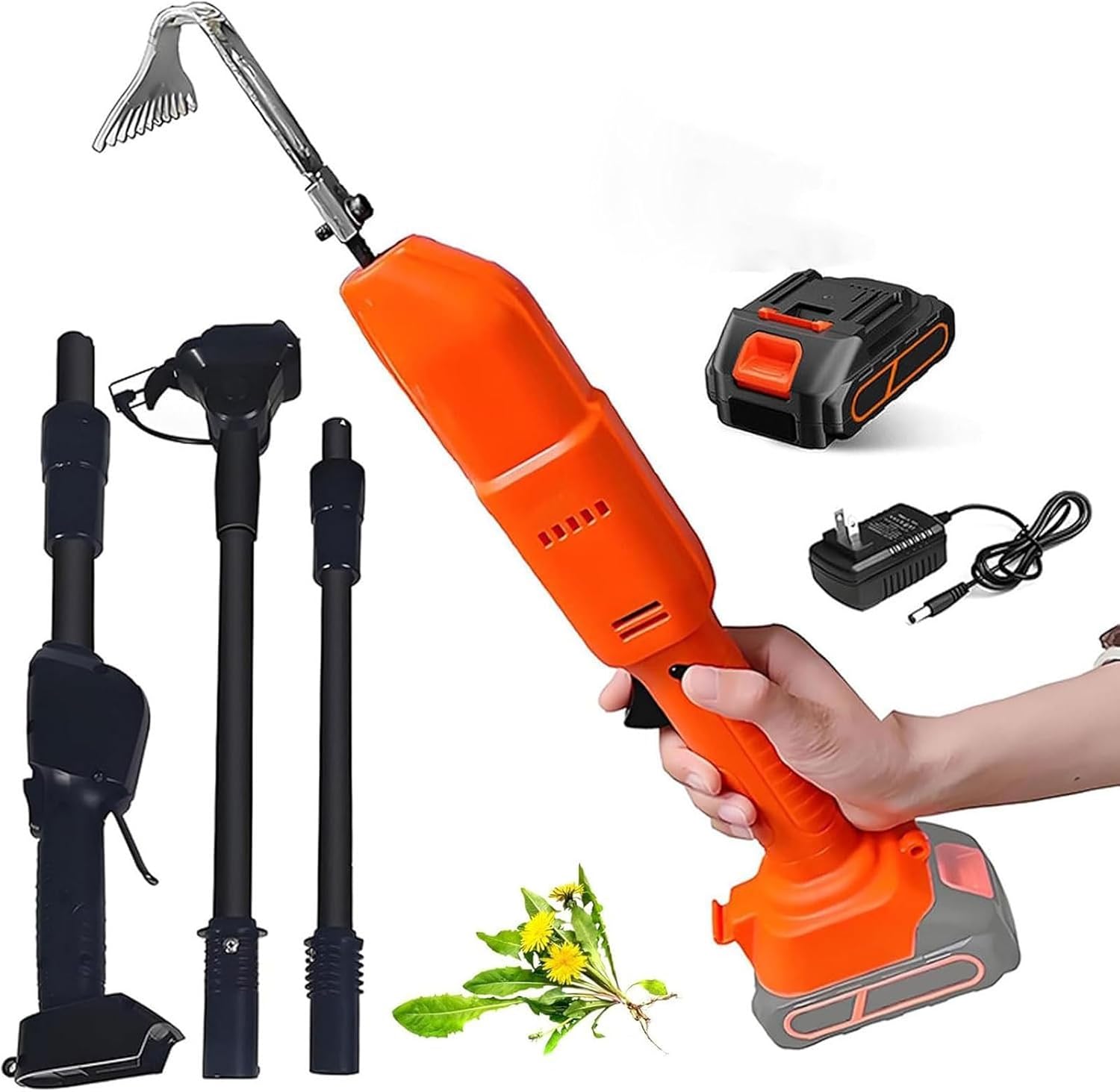 Electric Mini Digging Hoe,2-in-1 Cordless Digging Hoe Hand,Cultivator Garden Tool with Rechargeable Lithium Battery & Telescopic Pole,Gardening Tools & Rake,for Loosening Soil and Weeding