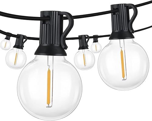 Vista 16 de Mlambert - Tira de luces LED G40 para exteriores, de 100 pies (2 tiras de 50 pies), con 50+4 bombillas LED, luces colgantes impermeables