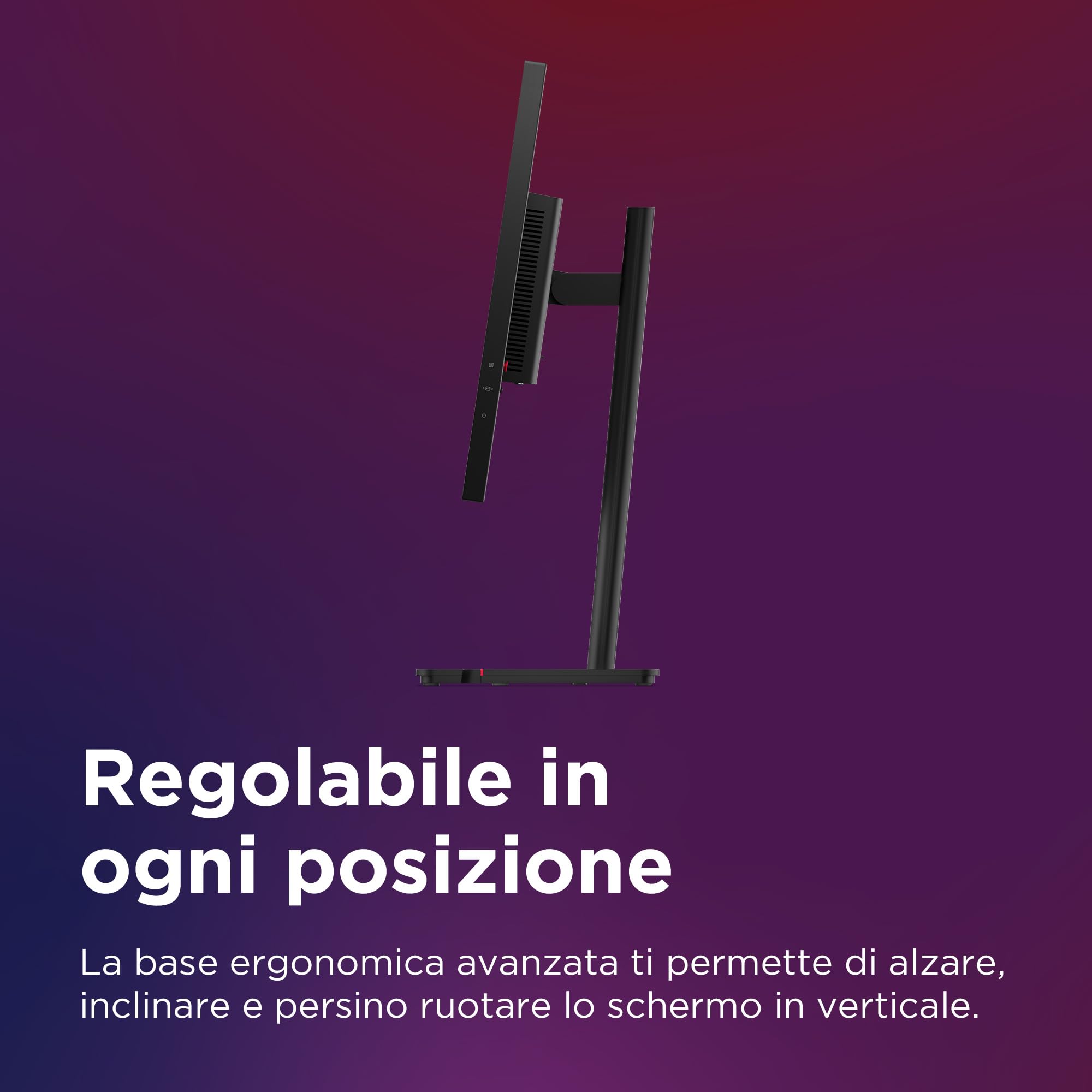 Lenovo ThinkVision T-series, monitor professionale Full HD da 24", schermo IPS ad alta fedeltà, frequenza variabile fino a 120Hz e base ergonomica regolabile – Nero