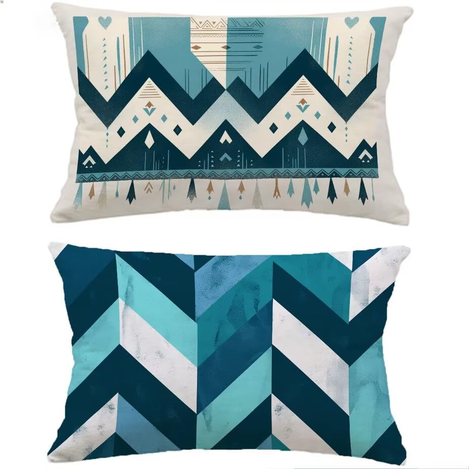 Housse de coussin de jardin turquoise 40x70 cm pour canapé en rotin outdoor