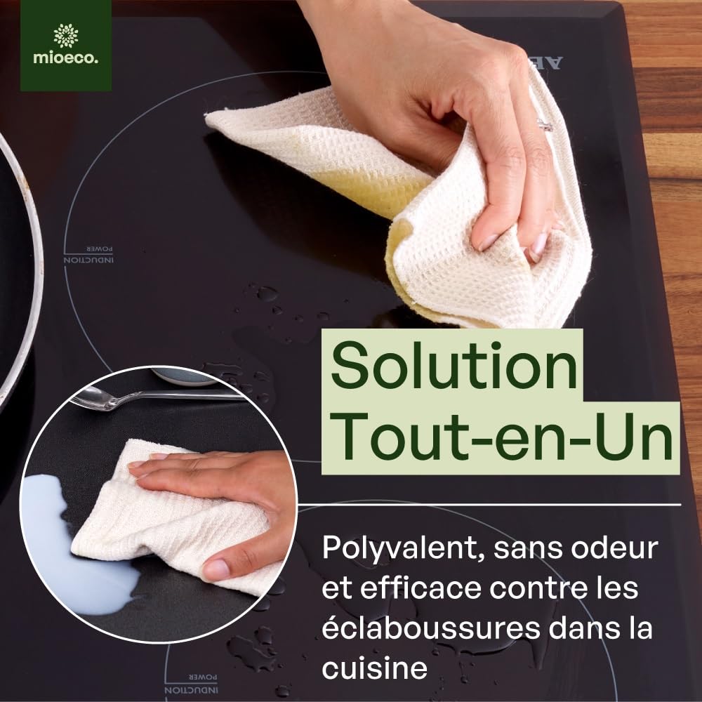 Mioeco Lot de 20 Essuie-Tout Réutilisables – Sopalin Lavable en Coton Bio – Alternative Durable aux Essuie-Tout Jetables – Ultra Absorbant, Résistant & Écologique