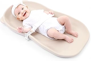 Wipe-Clean Baby Diaper Changing Pad Waterproof & Wipeable Teddy Bear Easy to Clean, Soft EVA Foam Changer Pads with Adjustable Safety Belt, Non-Slip Change Mat for Changing Station Table Dresser Bed