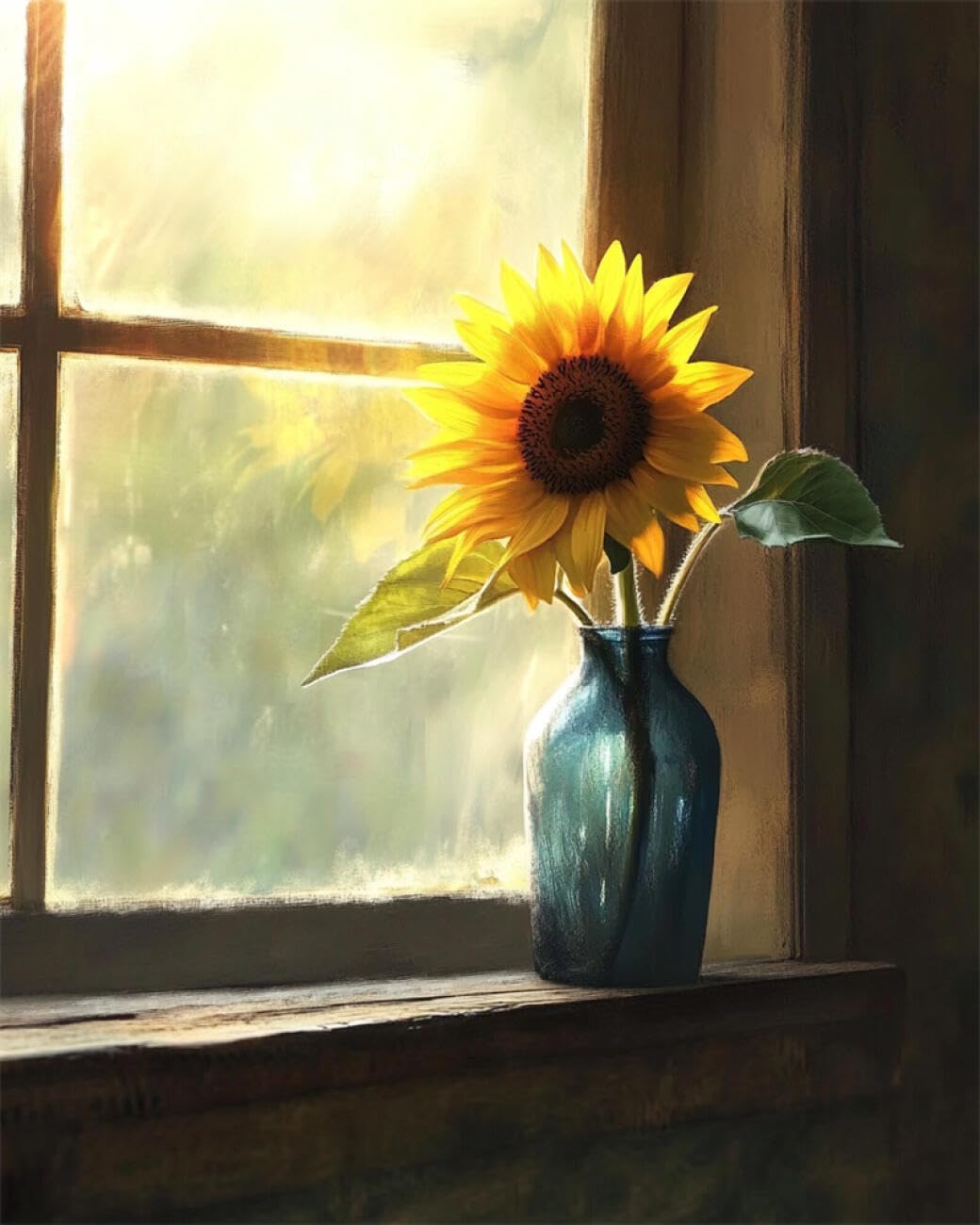 RKFLGEW 14CT Cross Stitch Kits for Adults Sunflowers in A Vase Counted Fabric Cross Stitching DIY Art Needlecrafts Embroidery Kits with Scissors Accessories 40x50cm