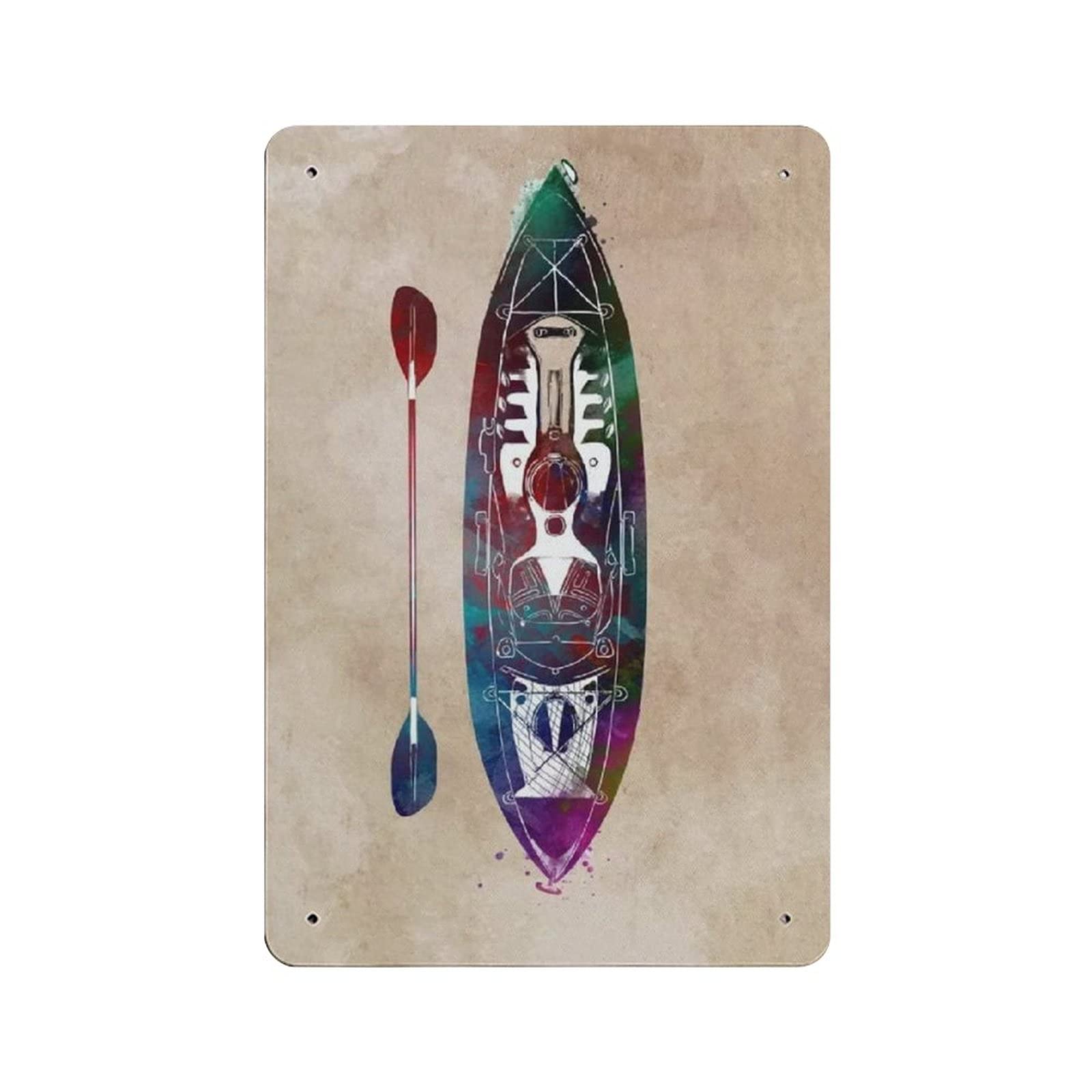 Metal Tin Sign Watercolor Sports Canoeing Sport Vintage Tin Poster Metal Sign Wall Decoration Country Kitchen Home Garage Decor 12"x8"